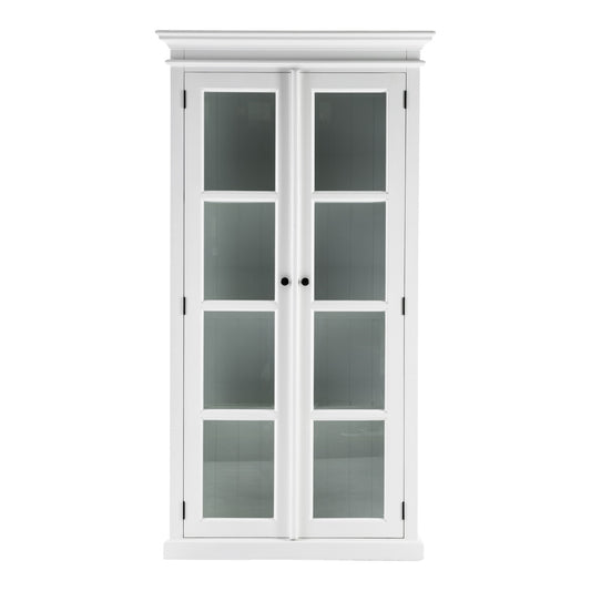 Classic White and Glass Double Door Storage Cabinet-0