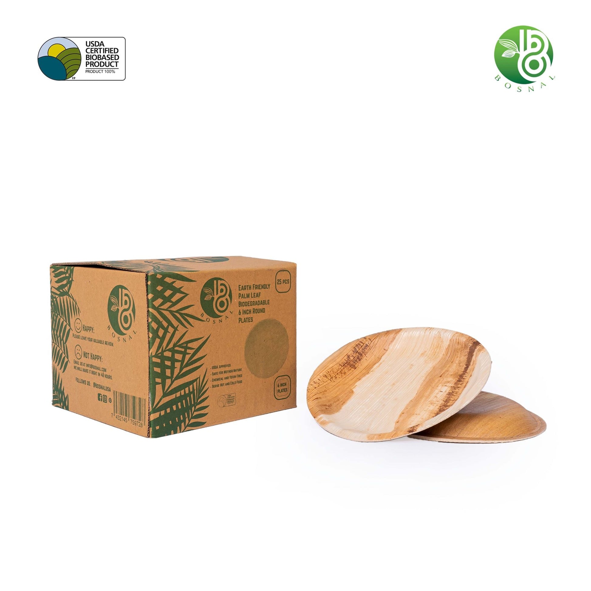 Palm Leaf Biodegradable Plates, 6 inch, Round, 25 Pcs-0