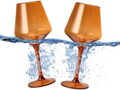 Burnt Orange Floating Wine Glasses - Set of 2