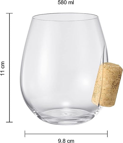 Corked Stemless Wine Glasses | Set of 2