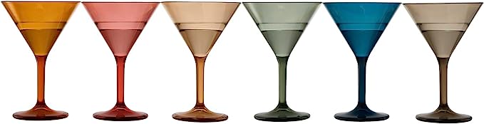 Unbreakable Pastel Color Acrylic Martini Glasses | Set of 6