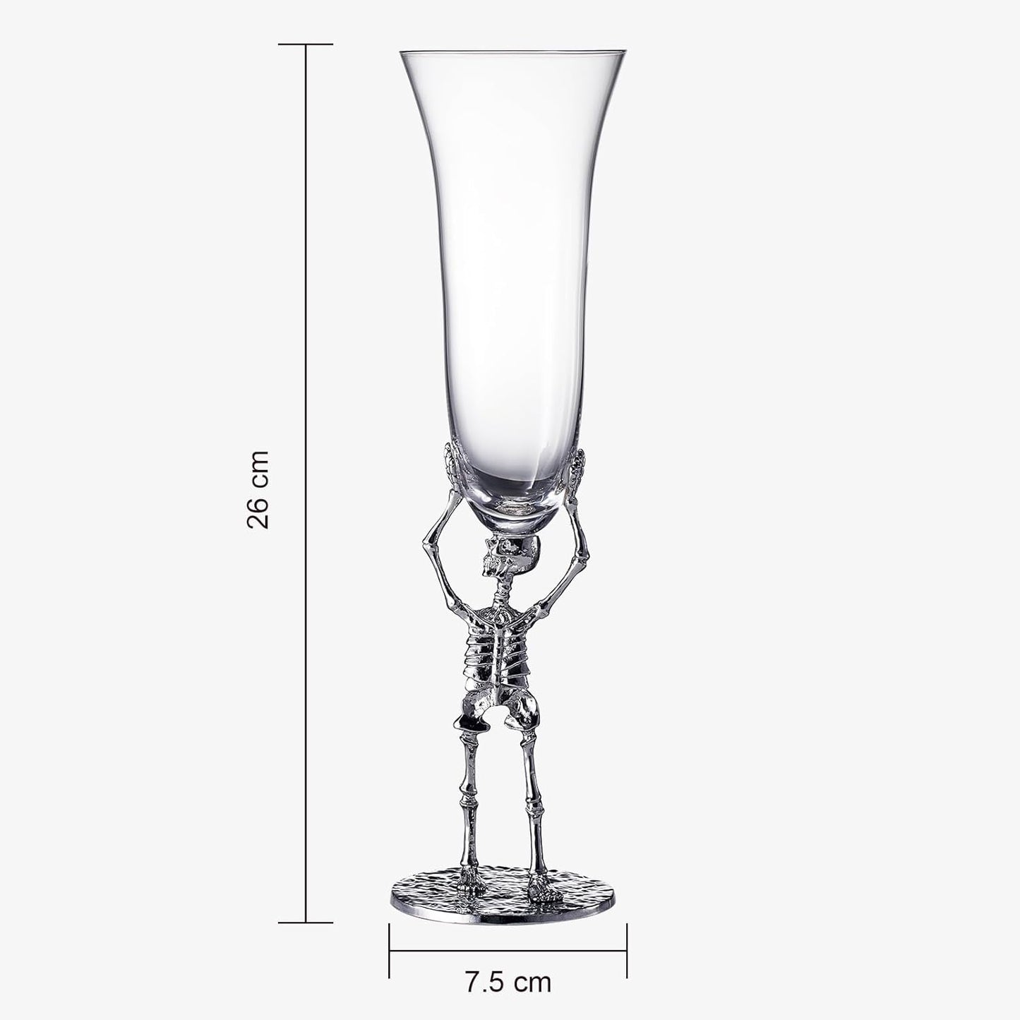 Stemmed Skeleton Champagne Flute Glass | Set of 2