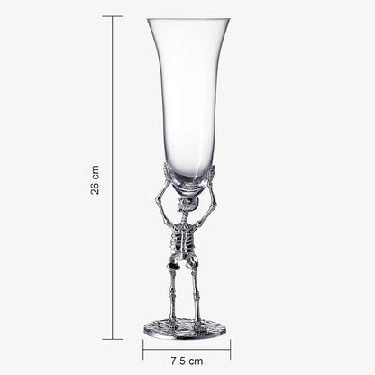 Stemmed Skeleton Champagne Flute Glass | Set of 2