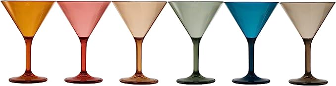 Unbreakable Pastel Color Acrylic Martini Glasses | Set of 6