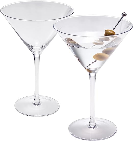 Crystal Martini Glass Set of 2 with Spoon