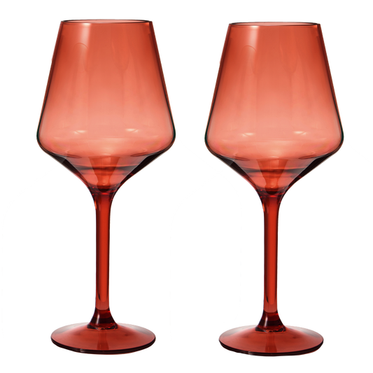 Muted Red Floating Wine Glasses - Set of 2