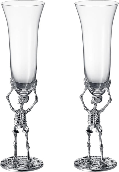 Stemmed Skeleton Champagne Flute Glass | Set of 2