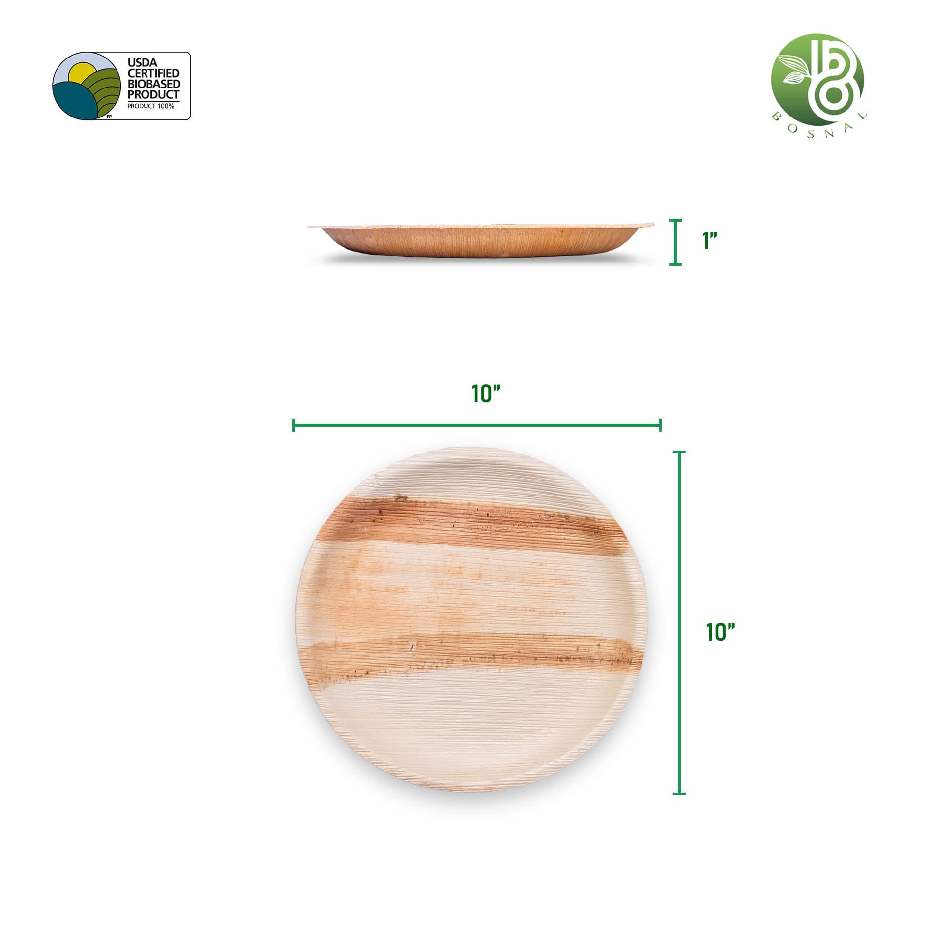 Palm Leaf Biodegradable Plates, 10 inch, Round, 25 Pcs-1