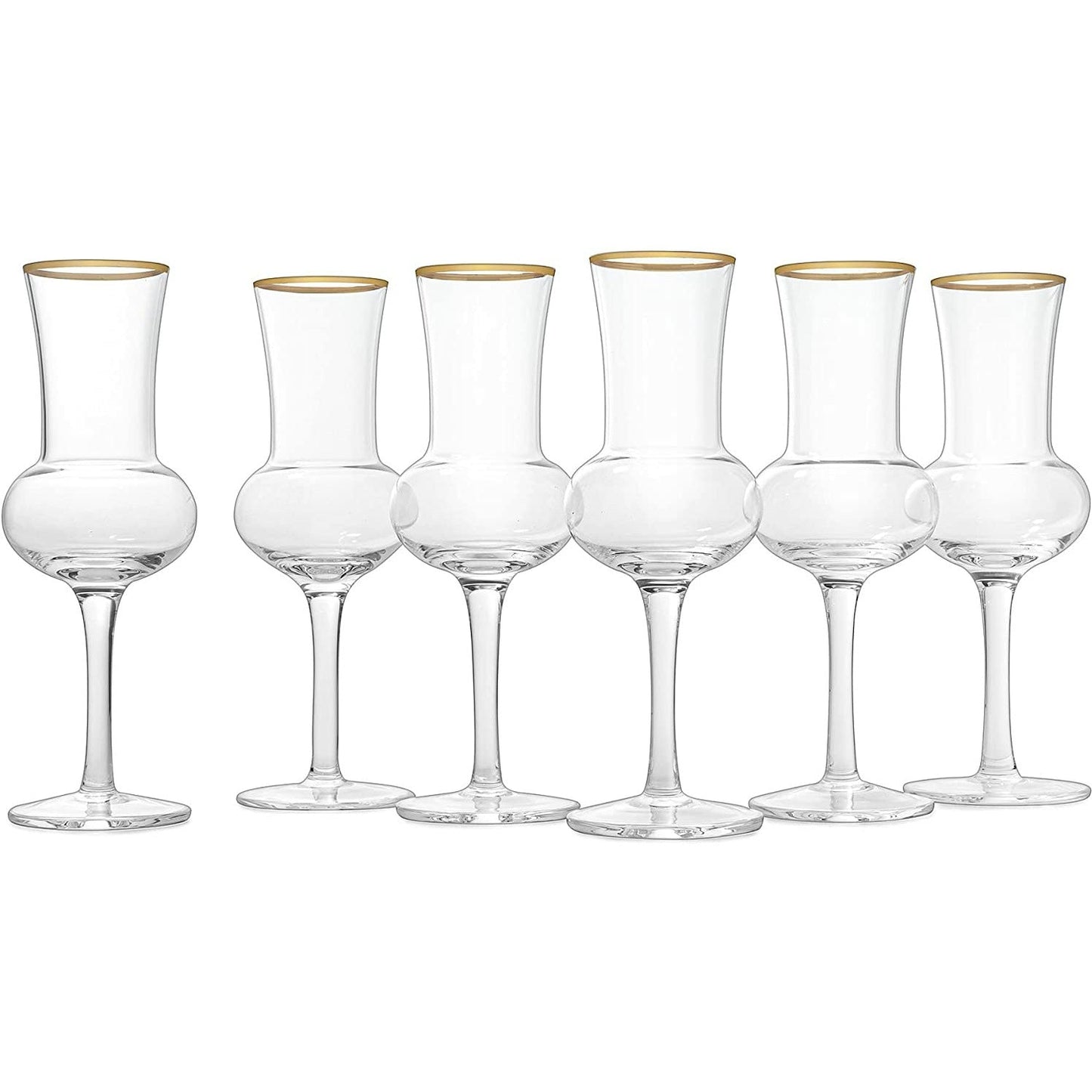 The Wine Savant Crystal Set of 6 Grappa Glasses 3oz Post Dinner Drinks, Italian Tulip Shape, Tasting Glasses, Perfect For Nosing and Sipping, Glasses for Absinthe, Aperol, Sherry, Aperitif, Scotch by The Wine Savant