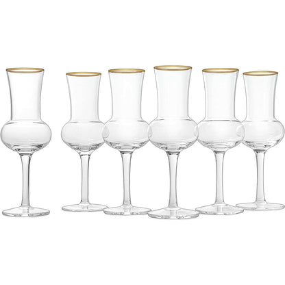The Wine Savant Crystal Set of 6 Grappa Glasses 3oz Post Dinner Drinks, Italian Tulip Shape, Tasting Glasses, Perfect For Nosing and Sipping, Glasses for Absinthe, Aperol, Sherry, Aperitif, Scotch by The Wine Savant