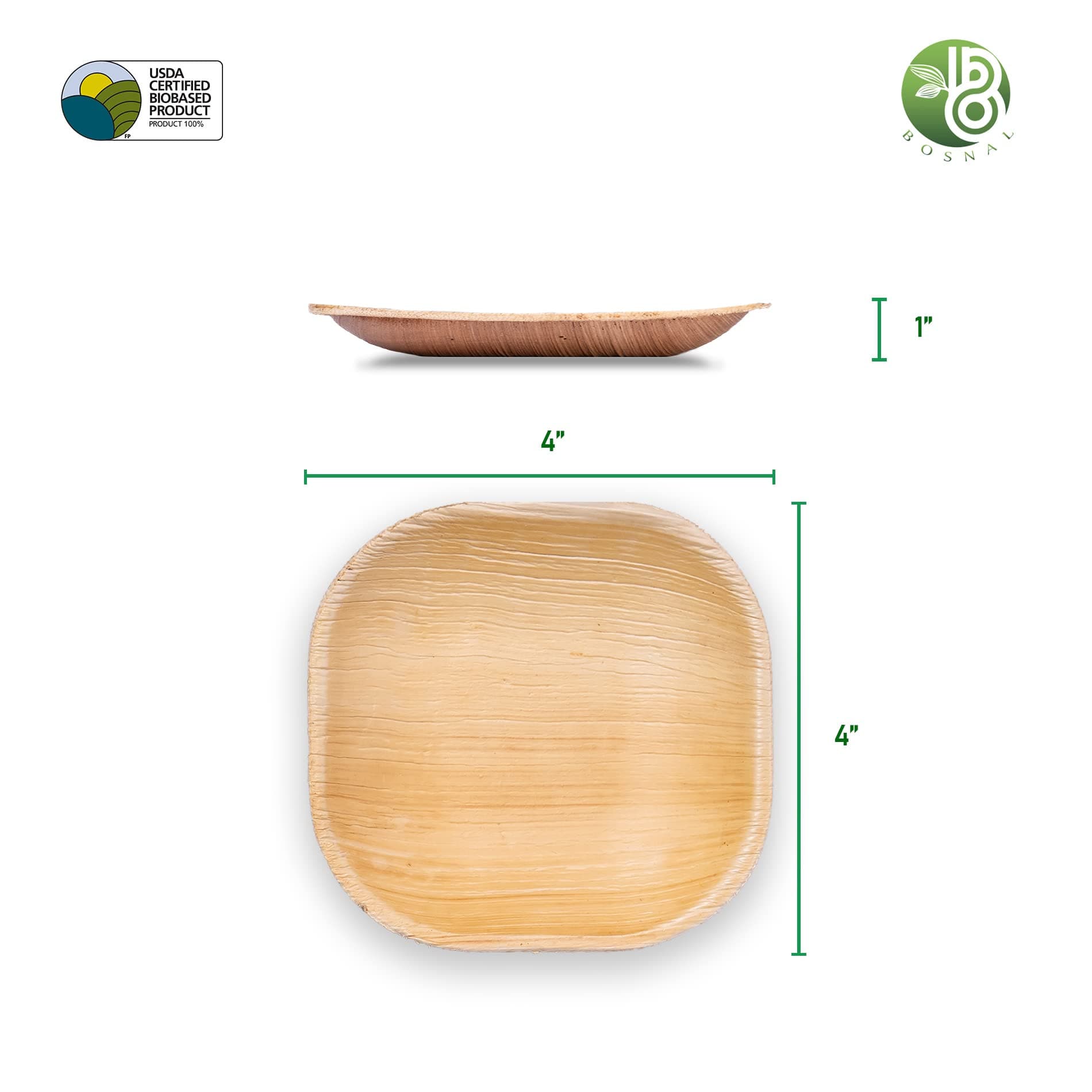 Palm Leaf Biodegradable Plates, 4 inch, Square, 25 Pcs-1