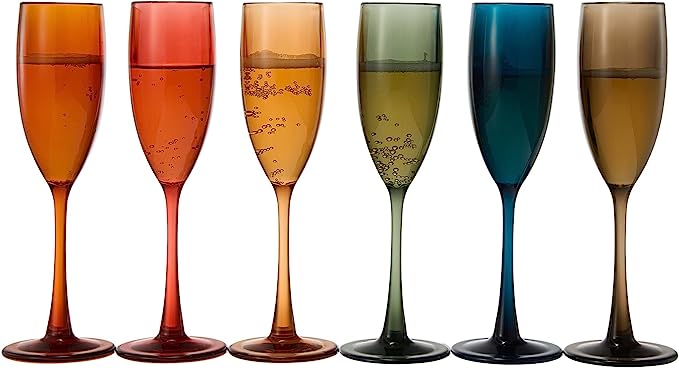 Unbreakable Pastel Color Acrylic Champagne Flutes Glasses | Set of 6