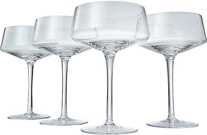 Martini Glass Set of 4 | 10oz | With Silver Spoon