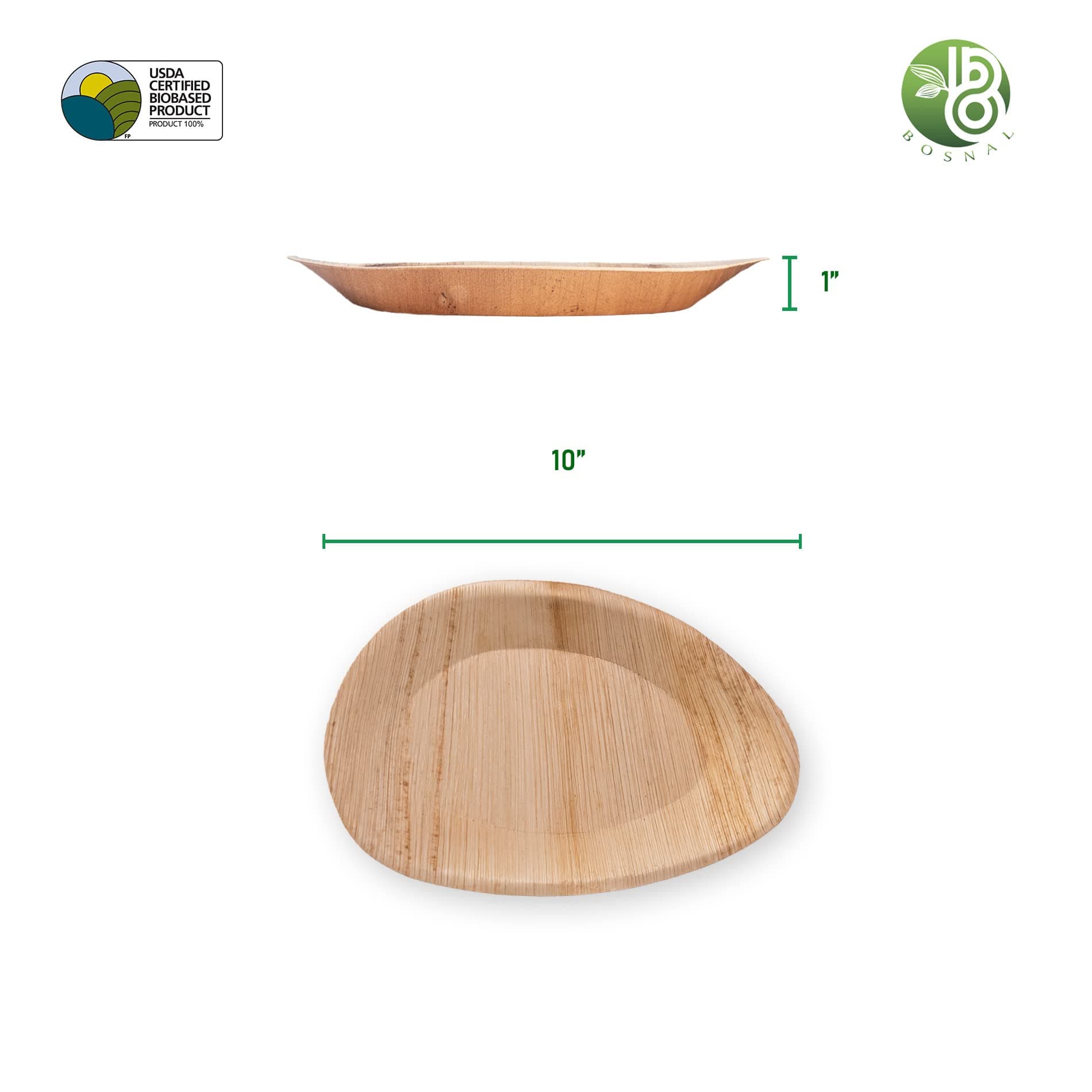 Palm Leaf Biodegradable Plates, 10 inch, Oval, 25 Pcs-1