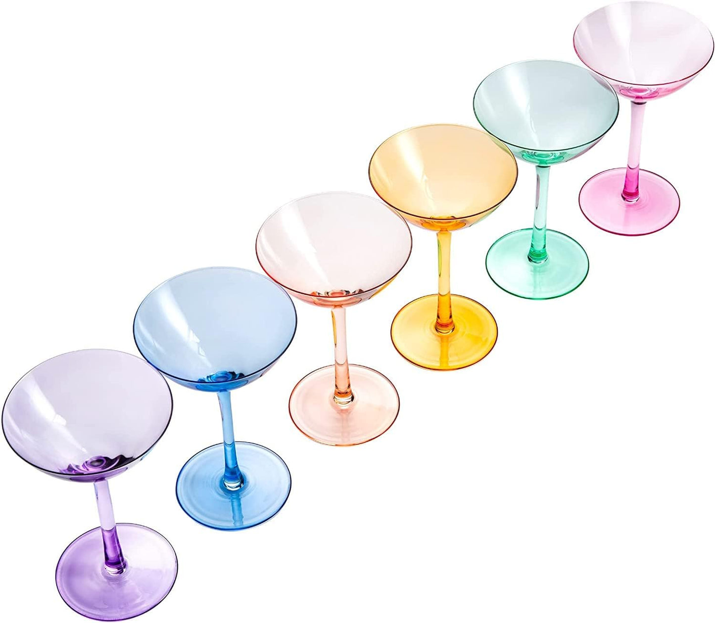 Colored Coupe Glasses Set of 6 | 12 oz