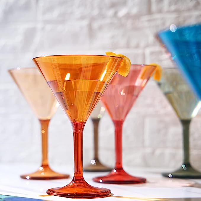 Unbreakable Pastel Color Acrylic Martini Glasses | Set of 6