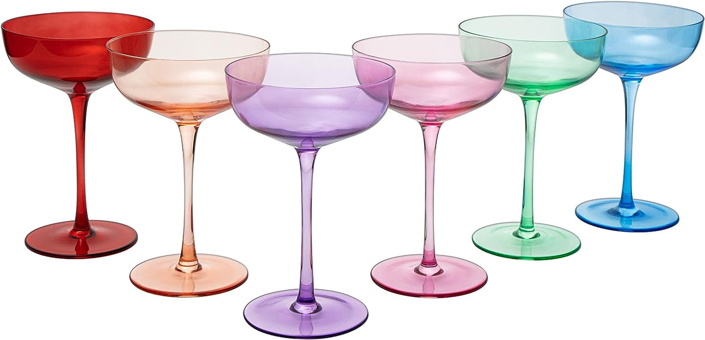 Colored Coupe Glasses | Set of 6