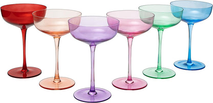 Colored Coupe Glasses | Set of 6