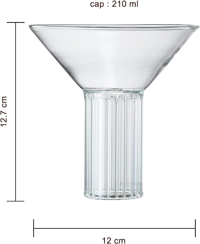 Vintage Gatsby Ribbed Style Hand Blown Coupes, Set of 2