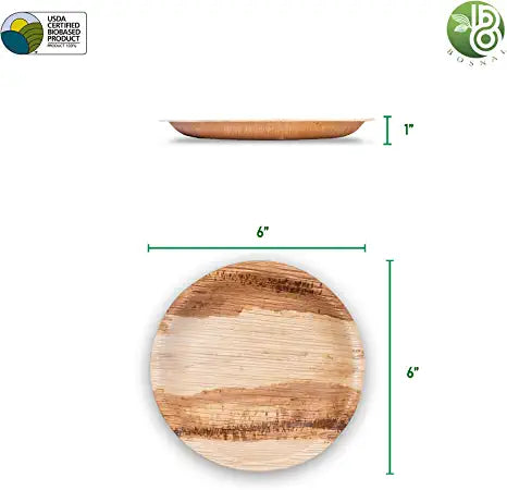 Palm Leaf Biodegradable Plates, 6 inch, Round, 25 Pcs-1