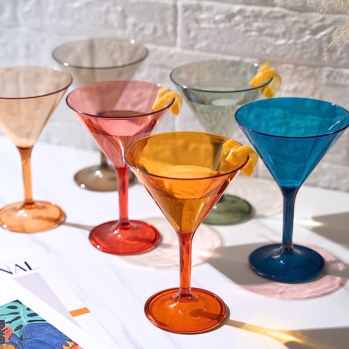 Unbreakable Pastel Color Acrylic Martini Glasses | Set of 6