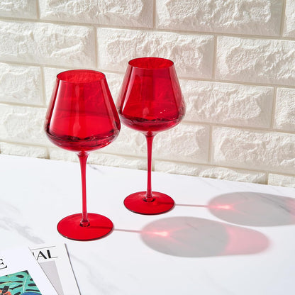 Holiday Red Crystal Wine Glass Set of 2