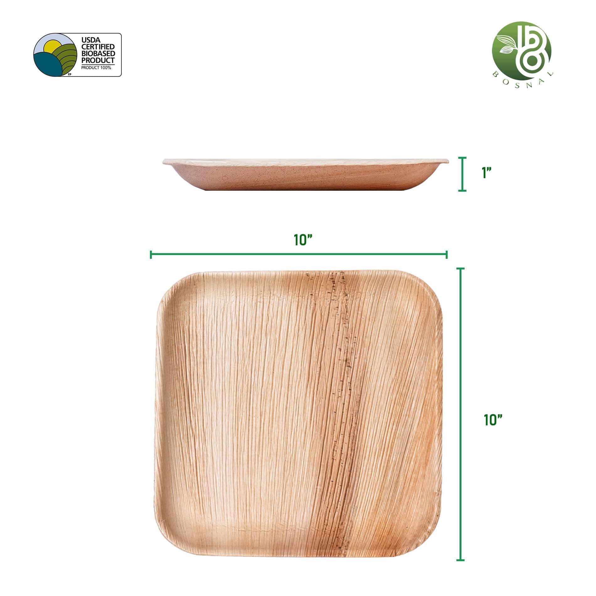 Bosnal - Palm Leaf Biodegradable Plates, 10 inch, Square, 25 Pcs-1
