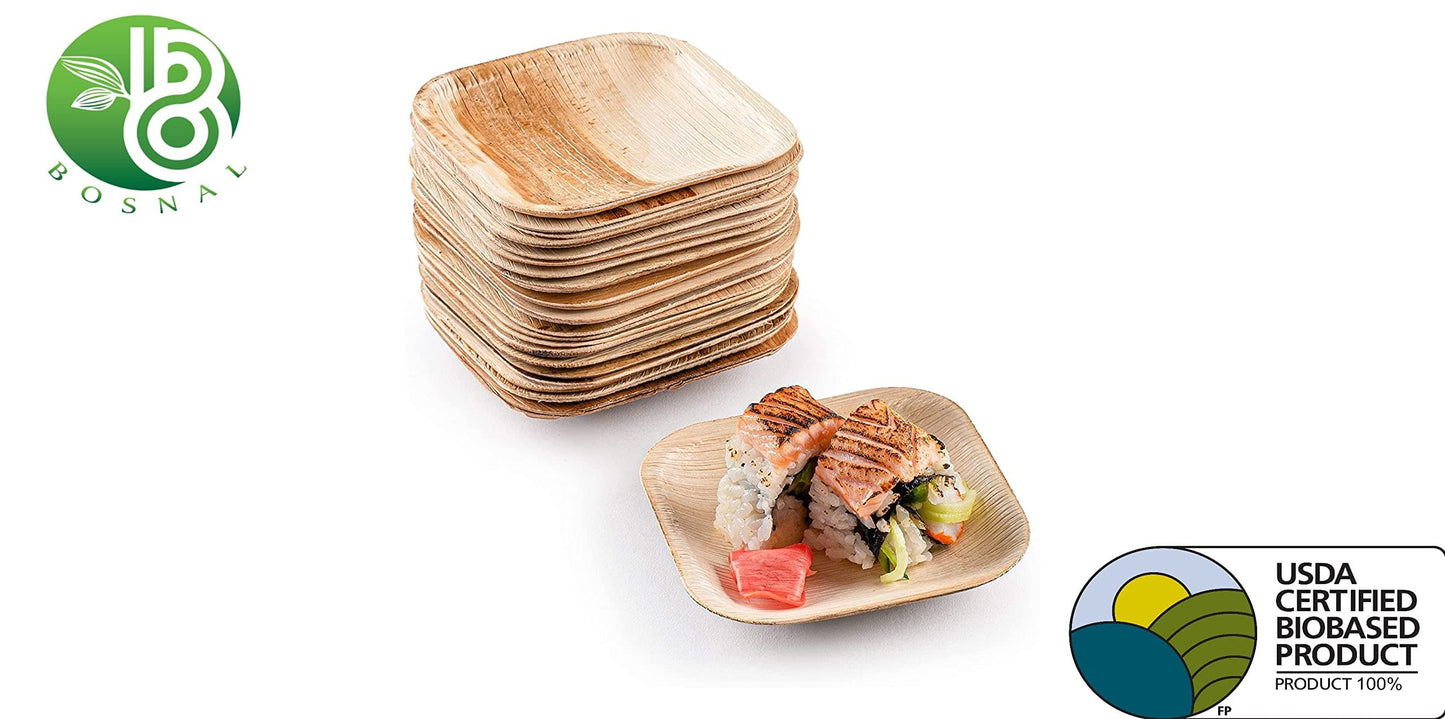 Palm Leaf Biodegradable Plates, 4 inch, Square, 25 Pcs-5