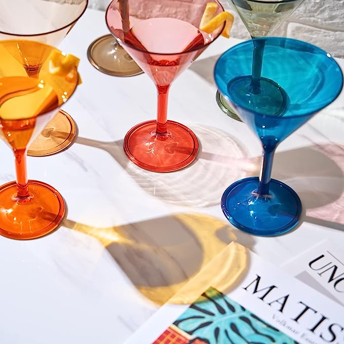 Unbreakable Pastel Color Acrylic Martini Glasses | Set of 6