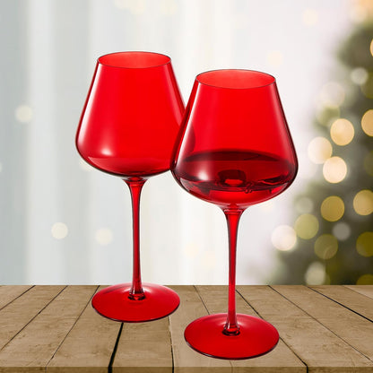 Holiday Red Crystal Wine Glass Set of 2