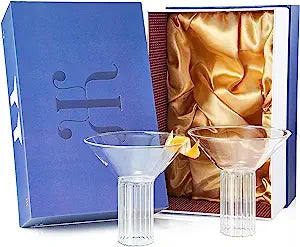 Vintage Gatsby Ribbed Style Hand Blown Coupes, Set of 2