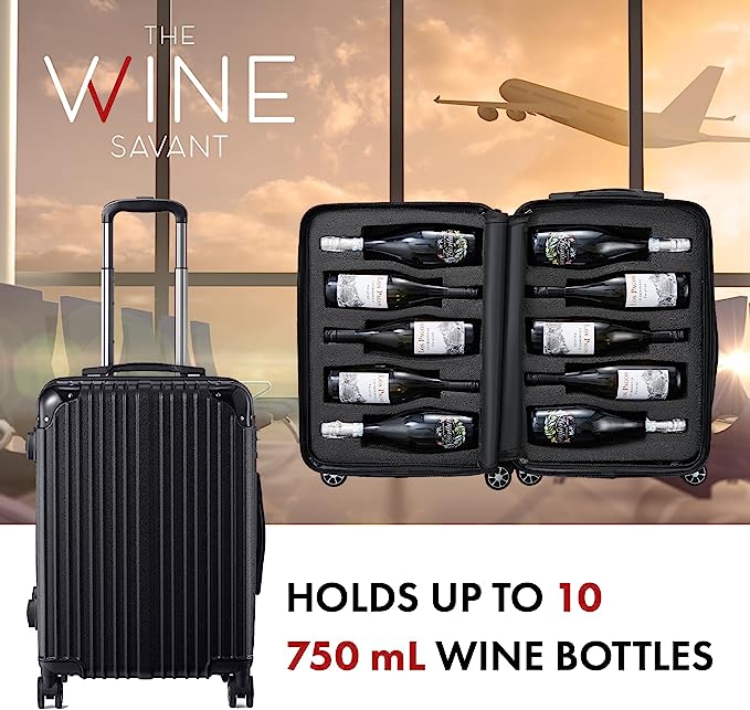 Wine Bottle Suitcase | Holds 10 Standard 750 ML Size Bottles