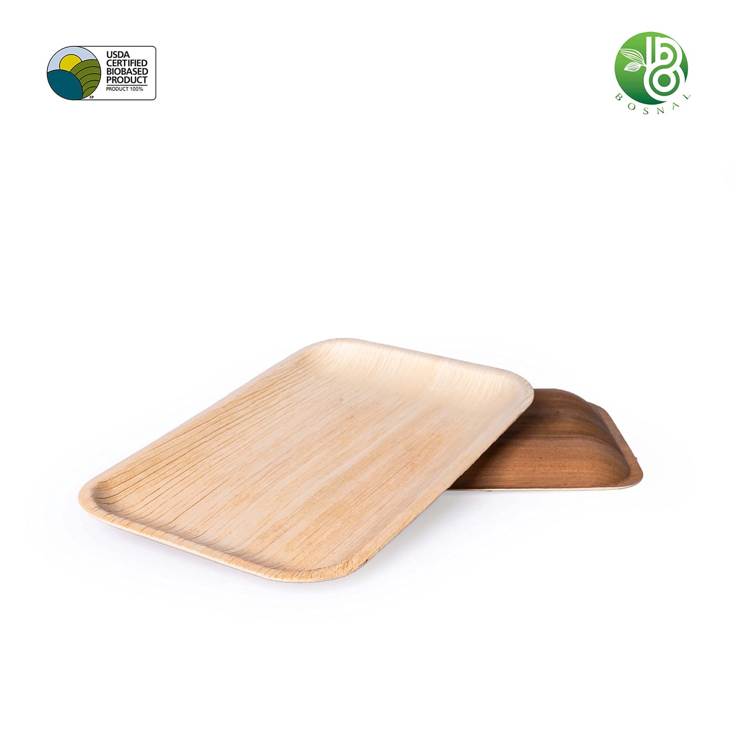 Palm Leaf Biodegradable Plates, 9 x 6 inch Rectangle , 25 Pcs-3