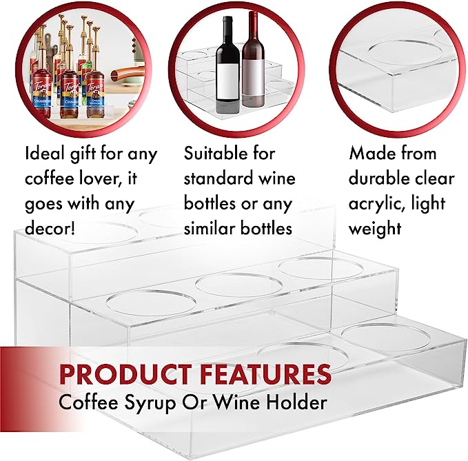Acrylic Bottle Holder, Coffee Syrup Rack Display Case