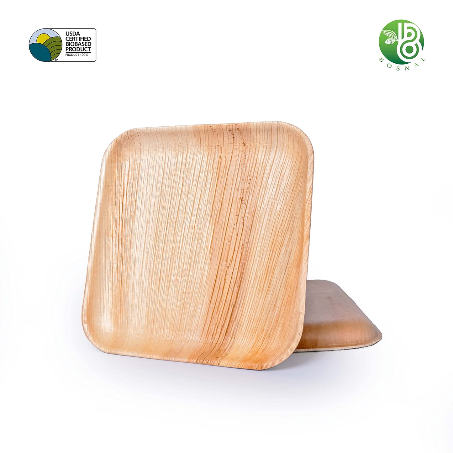 Bosnal - Palm Leaf Biodegradable Plates, 10 inch, Square, 25 Pcs-3