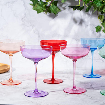 Colored Coupe Glasses | Set of 6