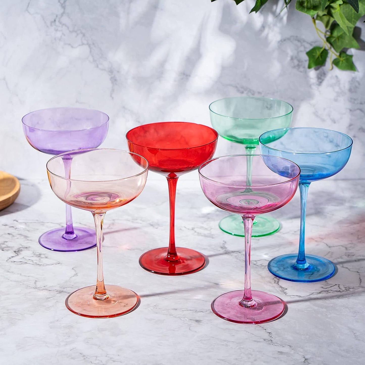 Colored Coupe Glasses | Set of 6