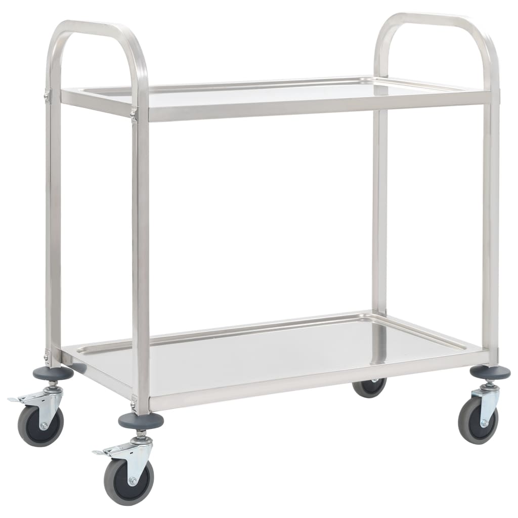 vidaXL Platform Wagon Silver 32.3"x20.9"x33.9" Stainless Steel-24