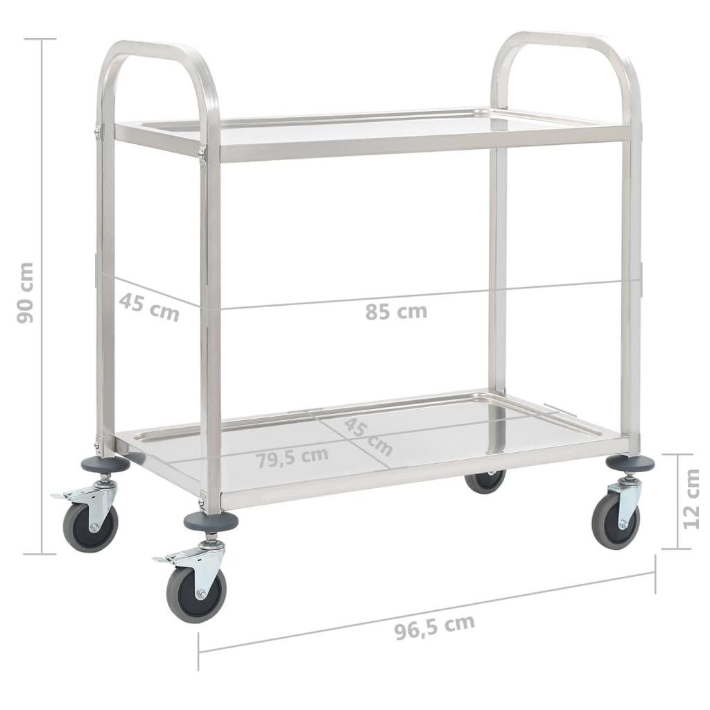 vidaXL Platform Wagon Silver 32.3"x20.9"x33.9" Stainless Steel-29