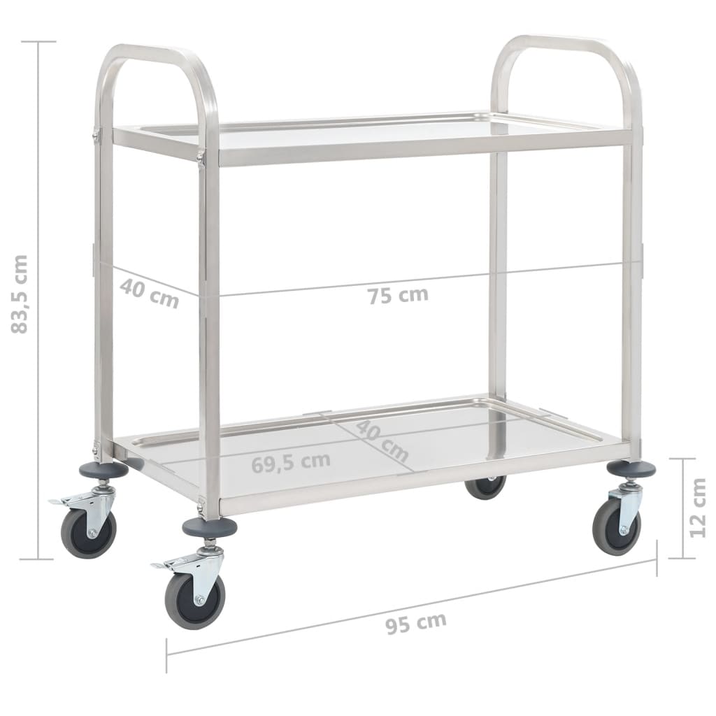 vidaXL Platform Wagon Silver 32.3"x20.9"x33.9" Stainless Steel-6