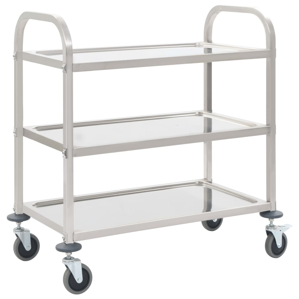 vidaXL Platform Wagon Silver 32.3"x20.9"x33.9" Stainless Steel-5