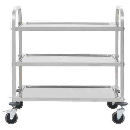 vidaXL Platform Wagon Silver 32.3"x20.9"x33.9" Stainless Steel-15