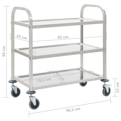 vidaXL Platform Wagon Silver 32.3"x20.9"x33.9" Stainless Steel-10