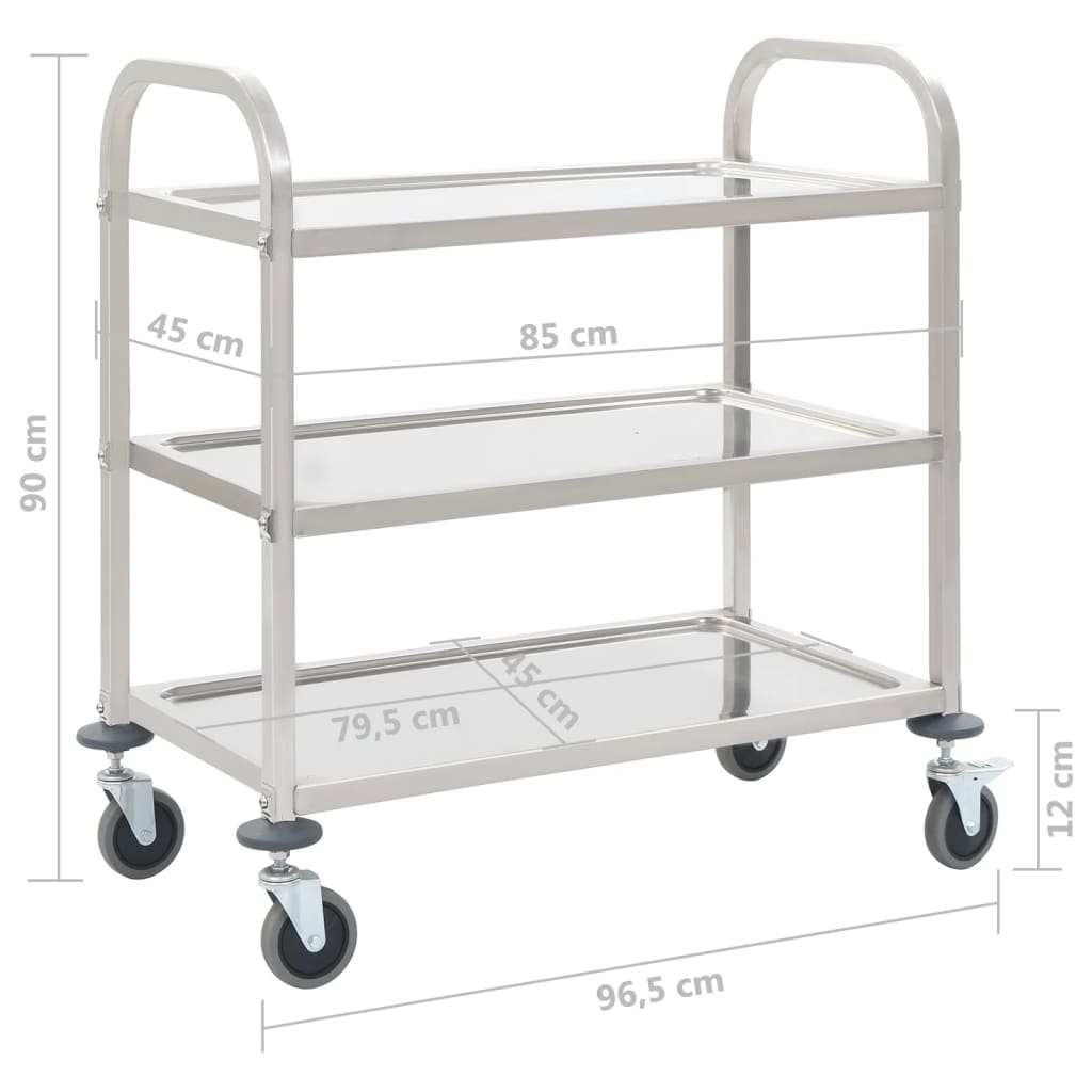 vidaXL Platform Wagon Silver 32.3"x20.9"x33.9" Stainless Steel-34