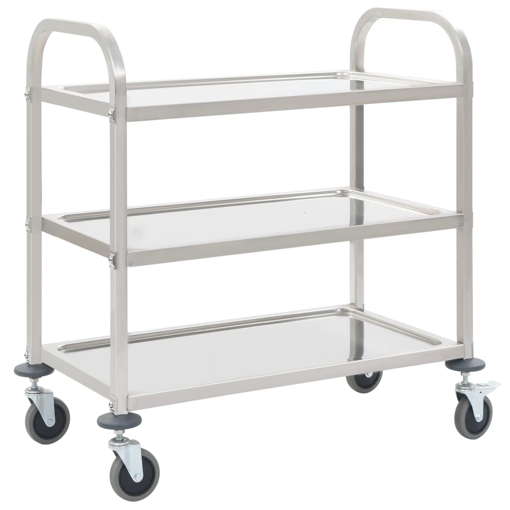 vidaXL Platform Wagon Silver 32.3"x20.9"x33.9" Stainless Steel-35