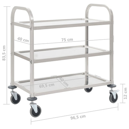 vidaXL Platform Wagon Silver 32.3"x20.9"x33.9" Stainless Steel-39