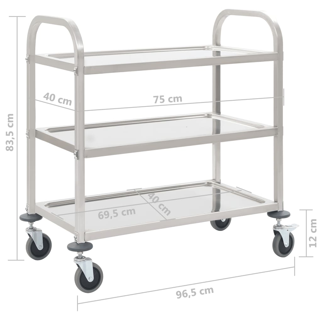 vidaXL Platform Wagon Silver 32.3"x20.9"x33.9" Stainless Steel-19