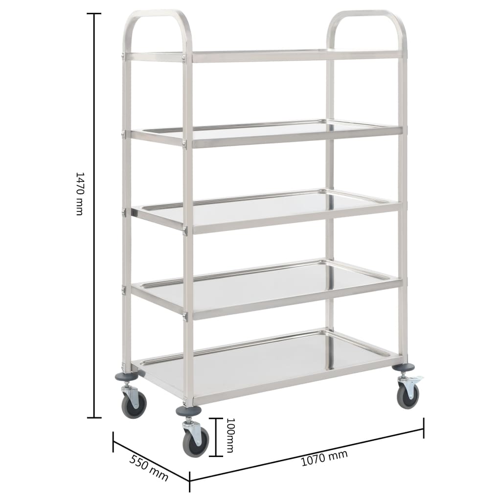 vidaXL Platform Wagon Silver 32.3"x20.9"x33.9" Stainless Steel-42