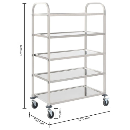 vidaXL Platform Wagon Silver 32.3"x20.9"x33.9" Stainless Steel-42