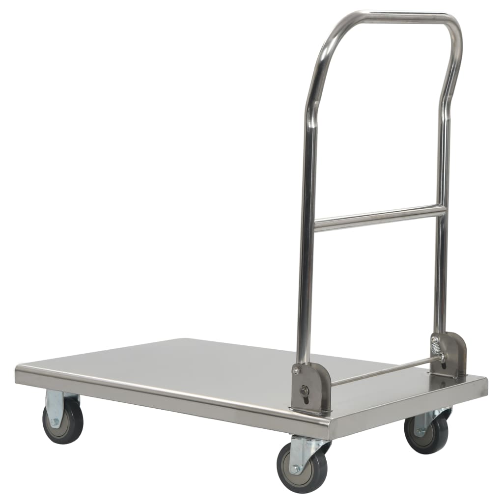 vidaXL Platform Wagon Silver 32.3"x20.9"x33.9" Stainless Steel-28